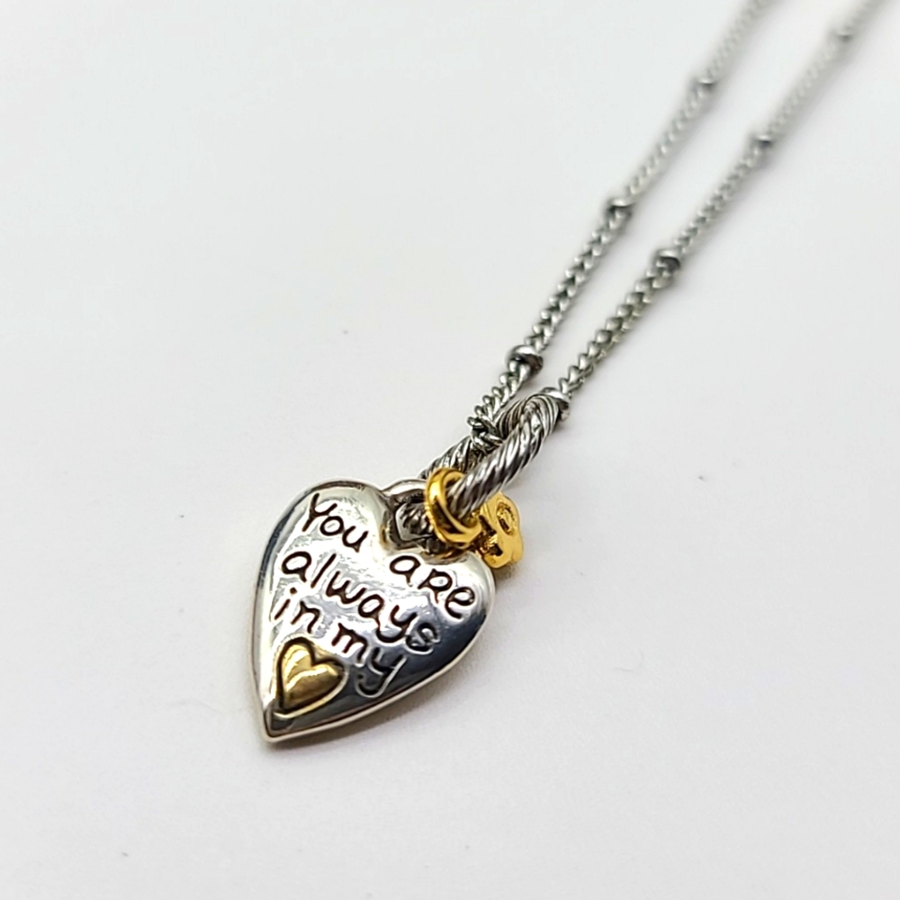 🎉Brighton "YOU ARE ALWAYS IN MY HEART" Reversible 2Tone Scrolled Heart Pendant